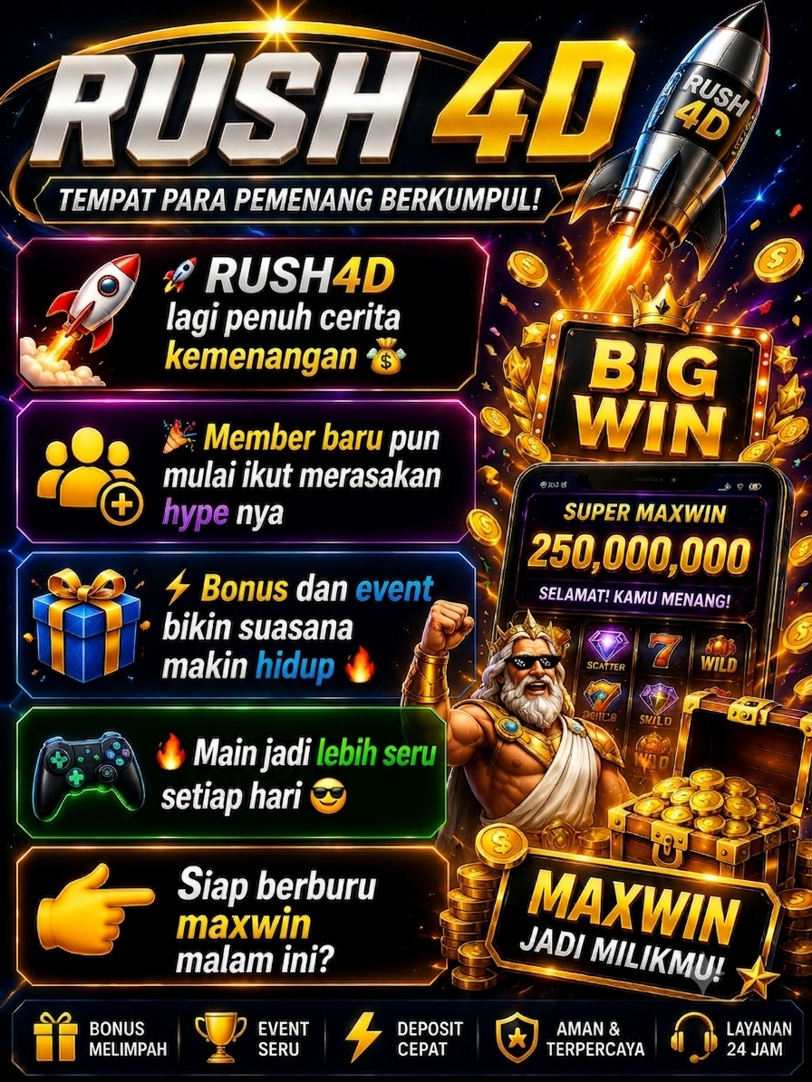 Thumbnail 1 of 3, Poster, Selamat Datang di RUSH4D ~ Jangan Lewatkan Kesempatan Emas Dapat Jackpotdesigned and sold by Rush4d.